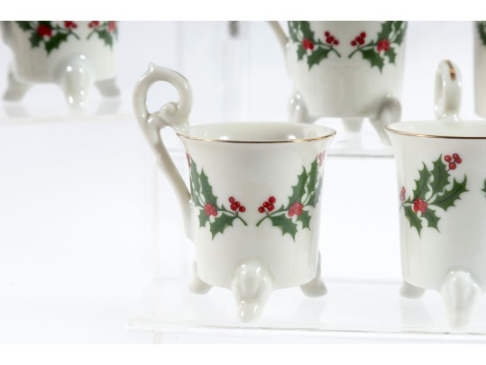 Neiman Marcus Porcelain Holly Demitasse Porcelain Tea Set