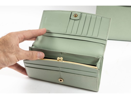 Vintage Coach Madison Biltmore Bag & Wallet In Celadon Green Leather