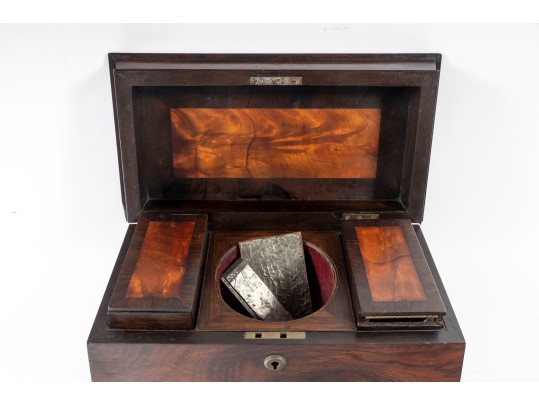 Vintage Coffin Form Mahogany Tea Caddy