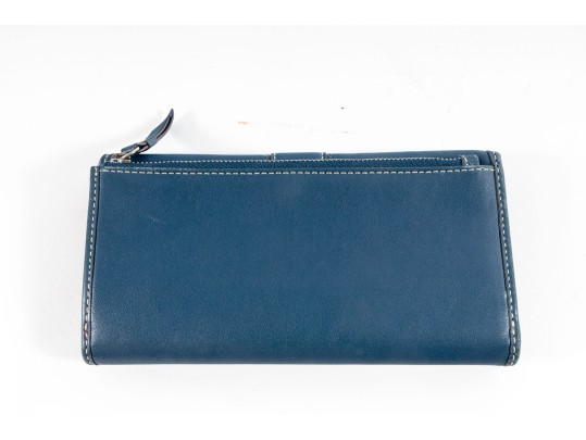 Coach Leather Trifold Wallet (Blue/Fuchsia)
