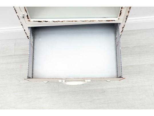 Distressed Metal Curio Cabinet