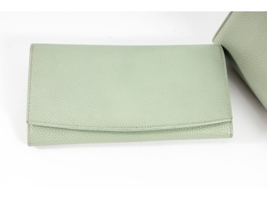 Vintage Coach Madison Biltmore Bag & Wallet In Celadon Green Leather