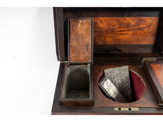 Vintage Coffin Form Mahogany Tea Caddy