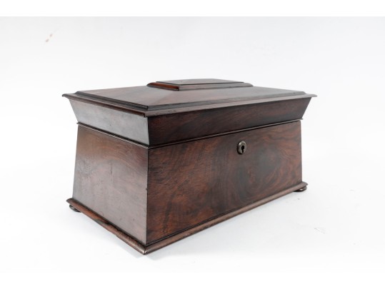 Vintage Coffin Form Mahogany Tea Caddy