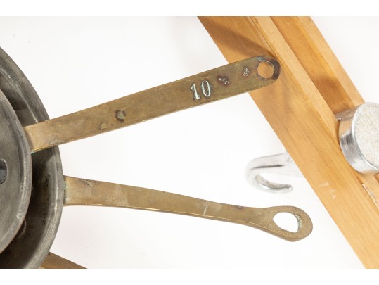 Vintage Copper Pan Set With Overhead Pan Hanger (Hooks Included)