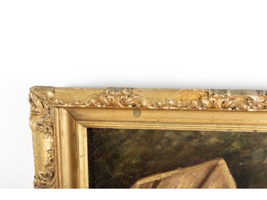 Antique Oil On Canvas Strawberry Still Life Painting -- Unsigned 