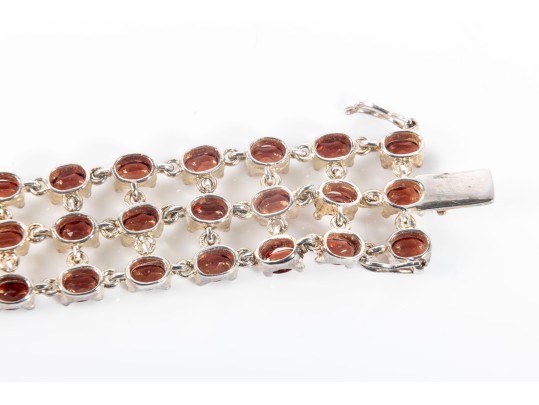 Gold Plated Sterling Silver 57 Garnet Bracelet 