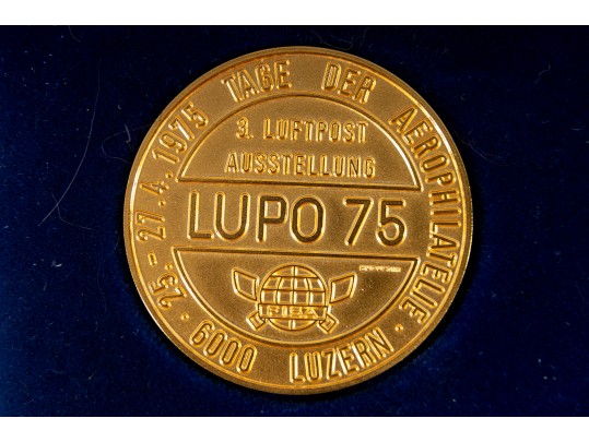 Gold Plated Post Exhibition LUPO Huguenin Commemorative Coins
