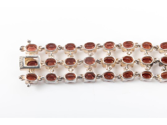 Gold Plated Sterling Silver 57 Garnet Bracelet 