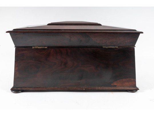 Vintage Coffin Form Mahogany Tea Caddy
