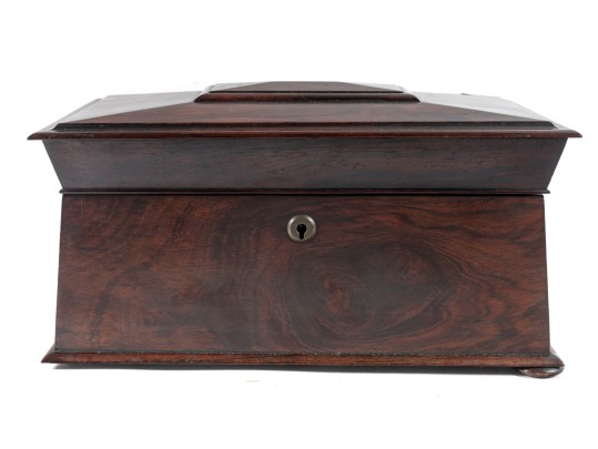 Vintage Coffin Form Mahogany Tea Caddy