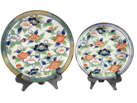 Tajimi Kutani Japan Asian Porcelain Decorative Bowl & Platter