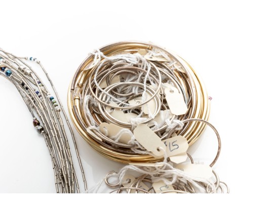 Collection Of Silver/Gold-Tone Metal Costume Jewelry 