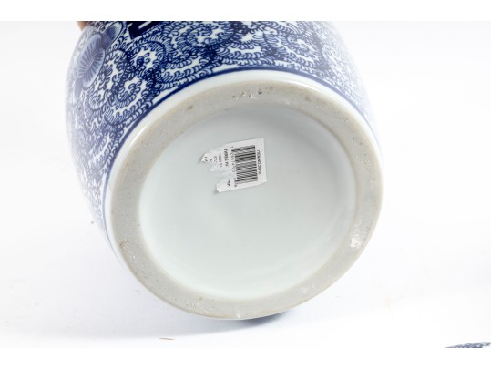 Contemporary Willow-Ware Style Double Happiness Ginger Jars & Large Bowl