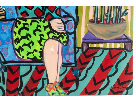 Laura Davis (American [NC], 20th Century) Acrylic On Canvas Painting Titled 