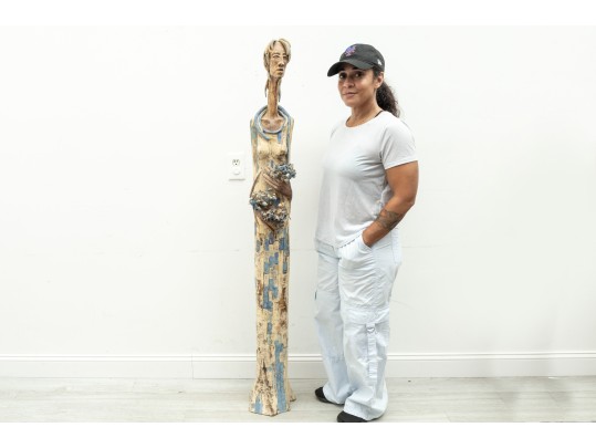 Frances Alvarino Norwood (American [NC], 20th C.) Studio Pottery Flower Bearing Woman