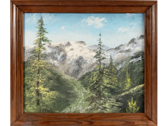 Joseph Trover (American, 1919 - 2002) Oil On Canvas Board Landscape Painting