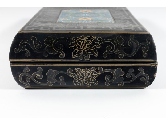 Oriental Laqeured Wood & Enamel Capsule Box