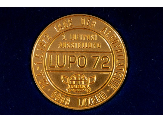 Gold Plated Post Exhibition LUPO Huguenin Commemorative Coins