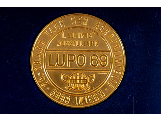 Gold Plated Post Exhibition LUPO Huguenin Commemorative Coins