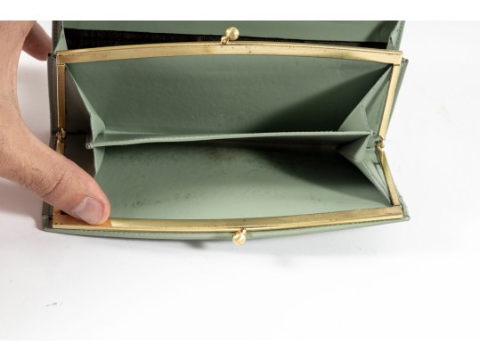 Vintage Coach Madison Biltmore Bag & Wallet In Celadon Green Leather