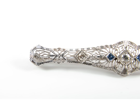 Diamond/Sapphire Art Nouveau Brooch Pin