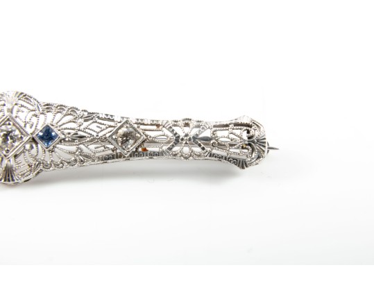 Diamond/Sapphire Art Nouveau Brooch Pin