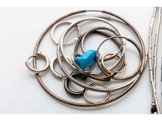 Collection Of Silver/Gold-Tone Metal Costume Jewelry 