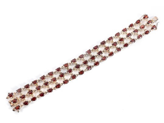 Gold Plated Sterling Silver 57 Garnet Bracelet 