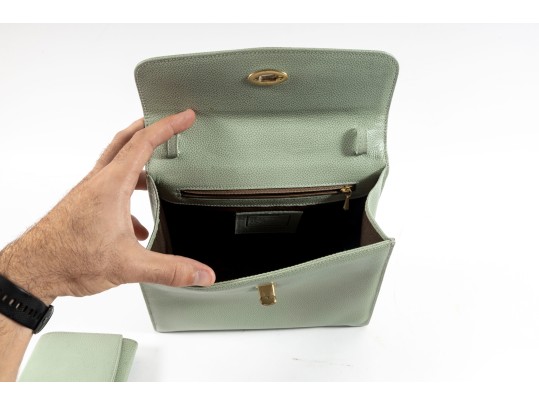 Vintage Coach Madison Biltmore Bag & Wallet In Celadon Green Leather