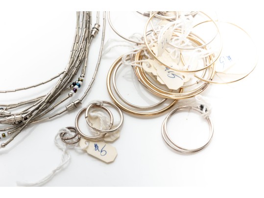 Collection Of Silver/Gold-Tone Metal Costume Jewelry 