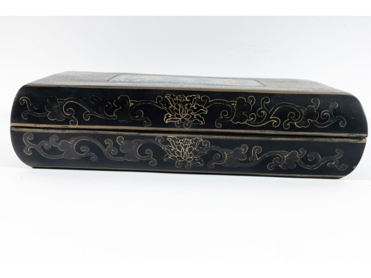 Oriental Laqeured Wood & Enamel Capsule Box