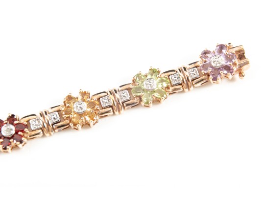 Gold Plated Sterling Silver Gemstone Bracelet