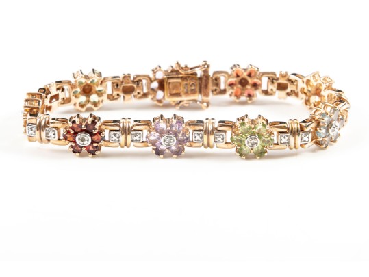 Gold Plated Sterling Silver Gemstone Bracelet