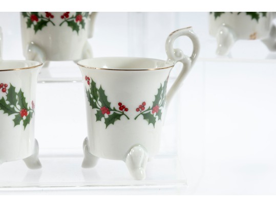 Neiman Marcus Porcelain Holly Demitasse Porcelain Tea Set