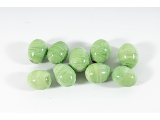 Art Glass Olives With Glass Pedestal 