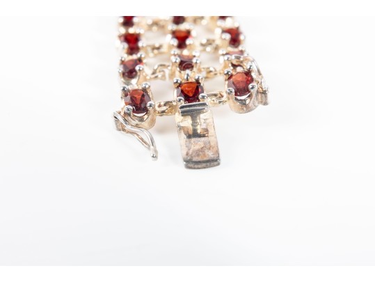 Gold Plated Sterling Silver 57 Garnet Bracelet 