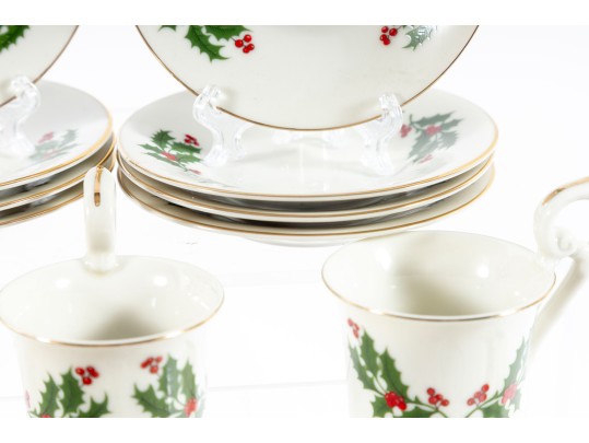 Neiman Marcus Porcelain Holly Demitasse Porcelain Tea Set