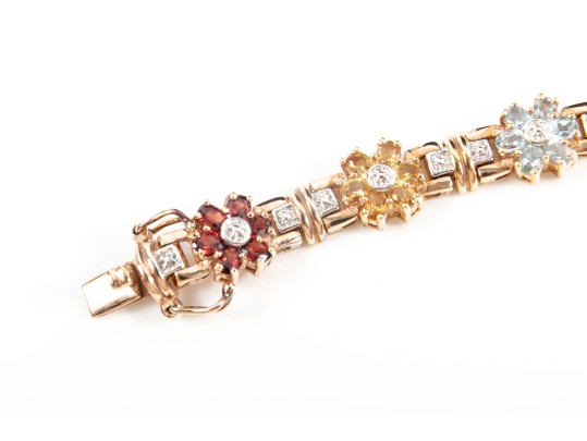 Gold Plated Sterling Silver Gemstone Bracelet