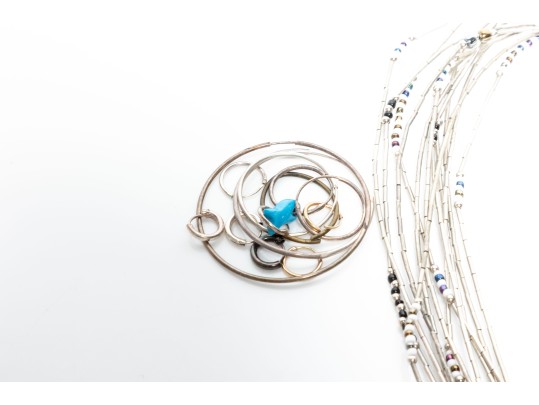 Collection Of Silver/Gold-Tone Metal Costume Jewelry 