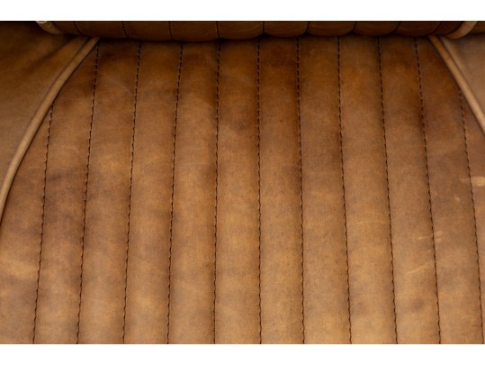 Pair Of Contemporary Restoration Hardware Leather And Metal Club Chairs