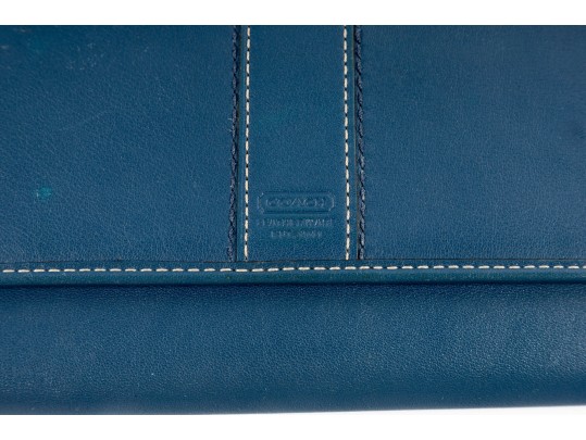 Coach Leather Trifold Wallet (Blue/Fuchsia)
