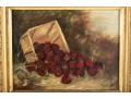 Antique Oil On Canvas Strawberry Still Life Painting -- Unsigned 