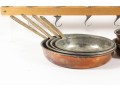 Vintage Copper Pan Set With Overhead Pan Hanger (Hooks Included)