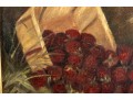 Antique Oil On Canvas Strawberry Still Life Painting -- Unsigned 