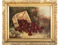Antique Oil On Canvas Strawberry Still Life Painting -- Unsigned 