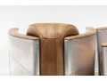 Pair Of Contemporary Restoration Hardware Leather And Metal Club Chairs