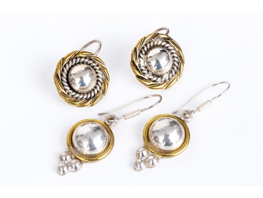 Collection Of Sterling Silver And Sterling Vermeil  Contemporary Motif Jewelry Pieces