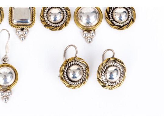 Collection Of Sterling Silver And Sterling Vermeil  Contemporary Motif Jewelry Pieces