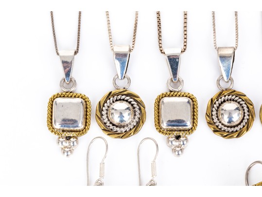 Collection Of Sterling Silver And Sterling Vermeil  Contemporary Motif Jewelry Pieces